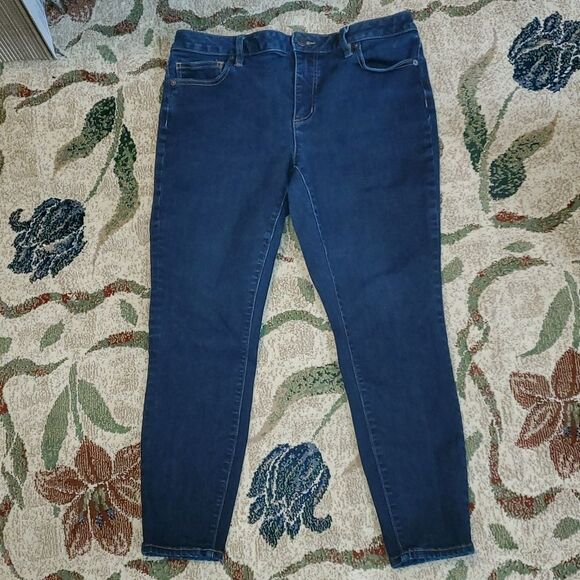 Lands' End Women's Mid Rise Skinny Jeans Blue Deepest Indigo 12‎ Petite 511819 - Picture 2 of 12